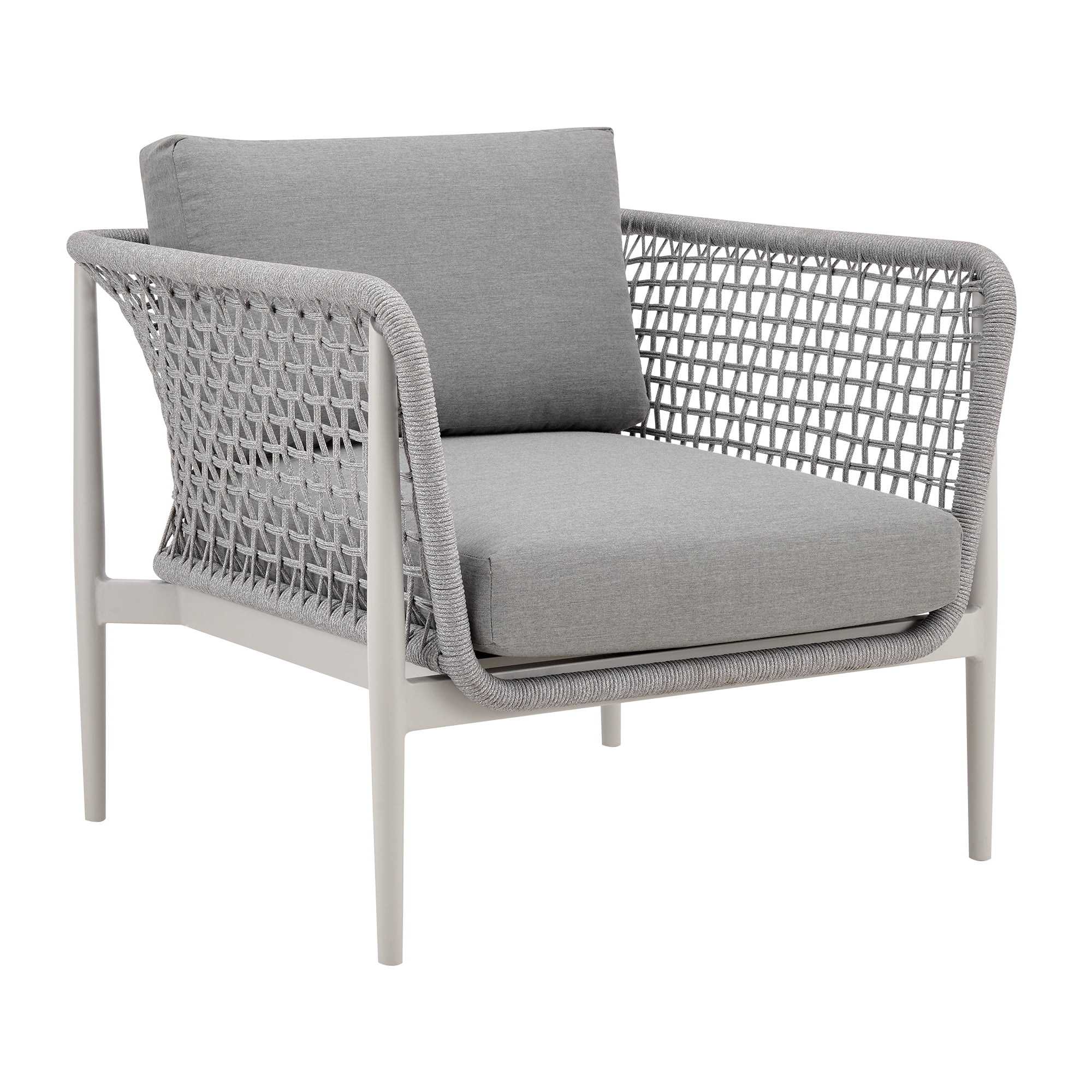 Rhodes Light Gray Aluminum Outdoor Patio Armchair with Cushions