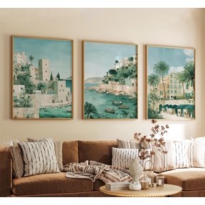 Rhodes Posters Greece Coastal Wall Art Home Decor Office Wall Art, Set 3, Poster Only