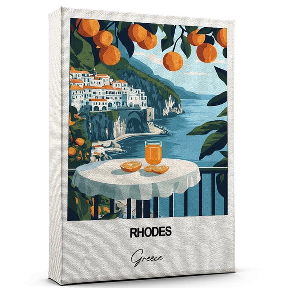 Rhodes Travel Canvas Wall Art – Beautiful Travel Decor for Bedroom, Office Greece Canvas Print – Serene and Scenic Wall Decor Gift for Travel Lovers