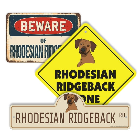 Rhodesian Ridgeback (3 Pack) Plastic Street Sign Crossing Sign Warning Sign Vintage Rustic Beware Warning Xing Dog Breed Pet Loyal Family Animal Friendly Rustic Decor Outdoors Tough