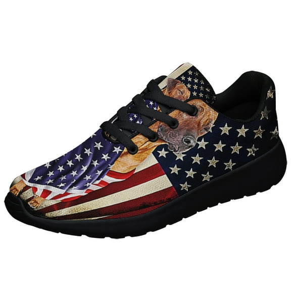 Rhodesian Ridgeback American flag Patriot Shoes Sneakers Black Size 3.5