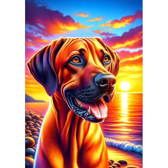 Rhodesian Ridgeback - Best of Breed DCR Summer Sunset Outdoor House Flag 28" x 40"