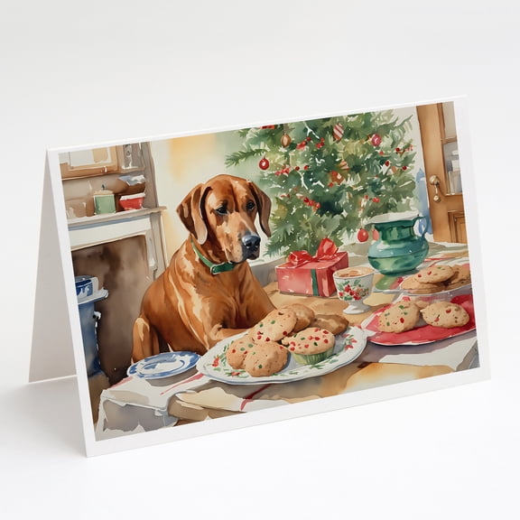 Rhodesian Ridgeback Christmas Cookies Greeting Cards Pack of 8 7 in x 5 in