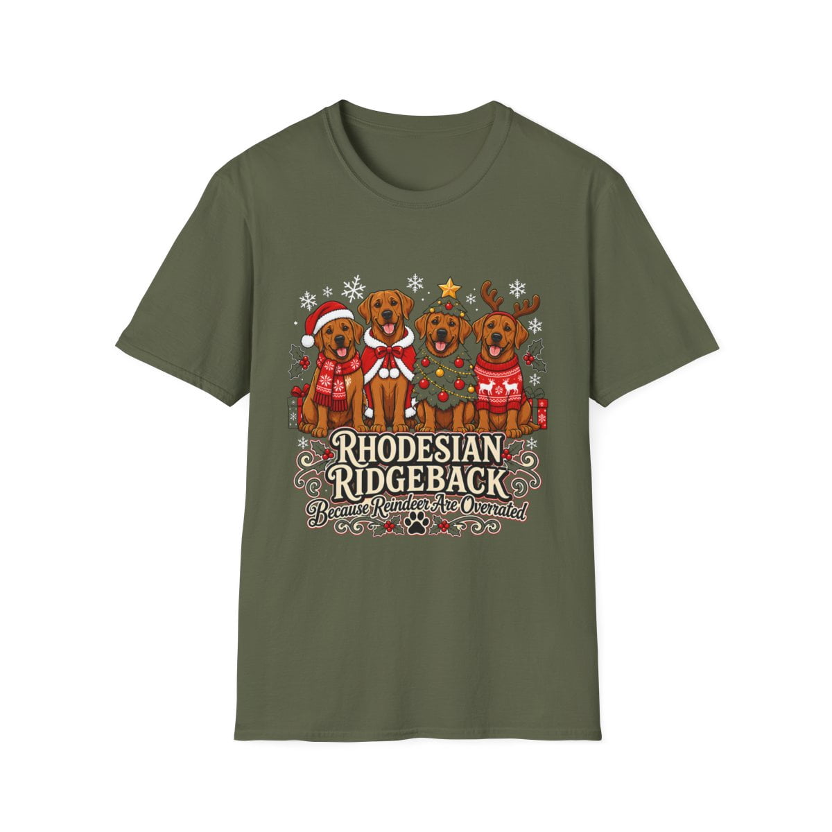 Rhodesian Ridgeback Christmas Holiday Dogs Graphic T-Shirt - Walmart.com