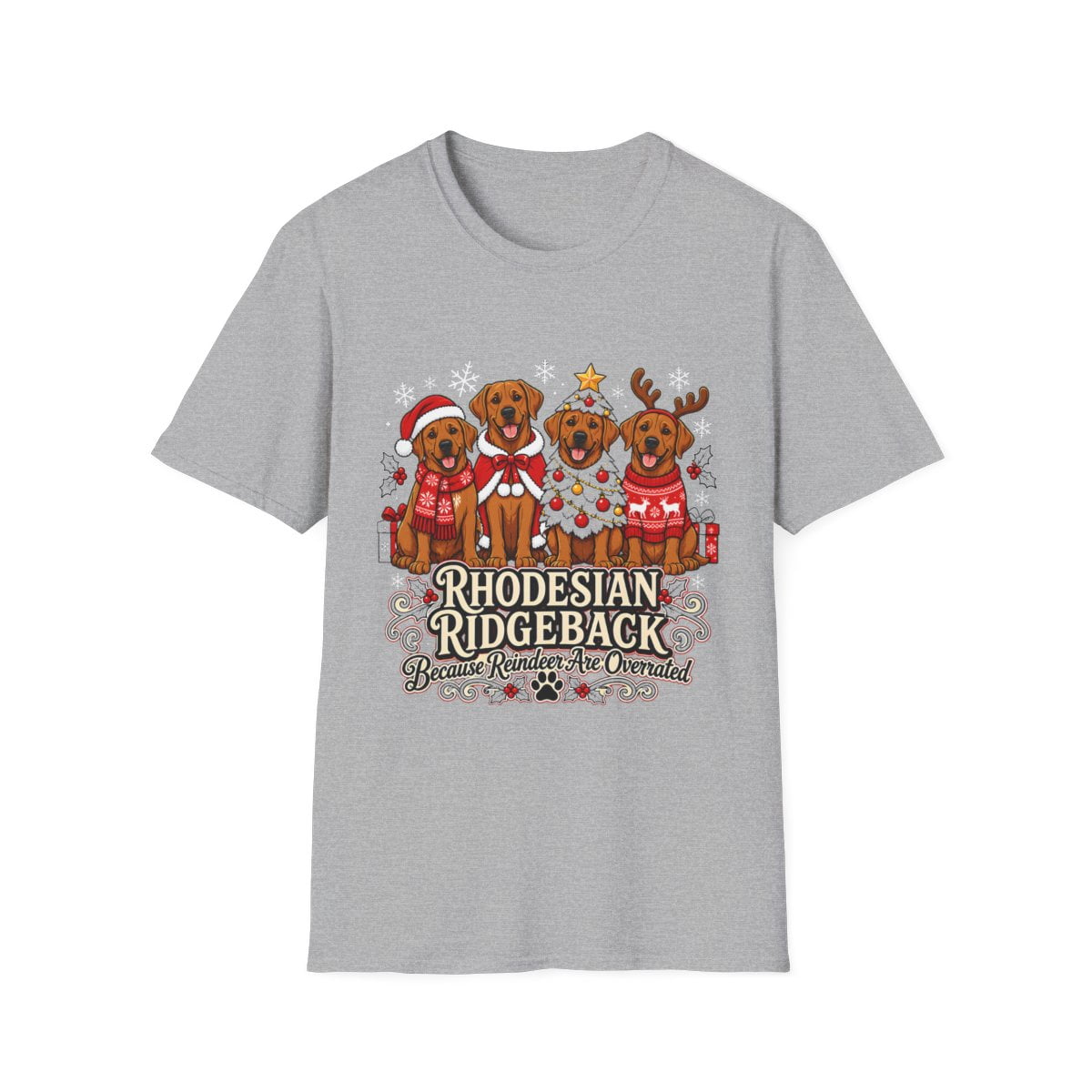 Giant Ridgeback Rhodesian Ridgeback Christmas Holiday Dogs Graphic T-Shirt - Walmart.com