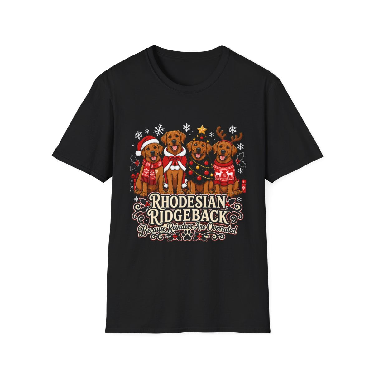 Rhodesian Ridgeback Christmas Holiday Dogs Graphic T-Shirt - Walmart.com
