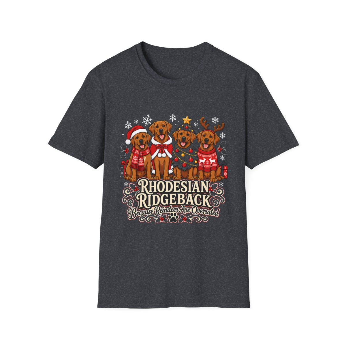 Giant Ridgeback Rhodesian Ridgeback Christmas Holiday Dogs Graphic T-Shirt - Walmart.com