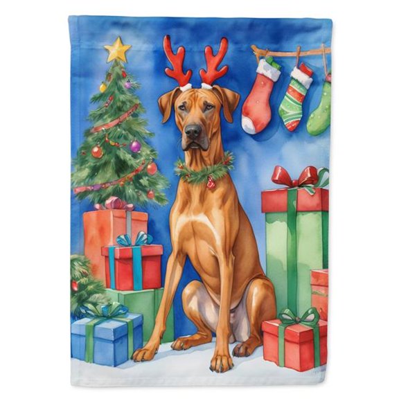 Rhodesian Ridgeback Christmas Reindeer House Flag