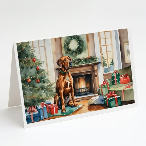 Rhodesian Ridgeback Cozy Christmas Greeting Cards Pack of 8 7 in x 5 in
