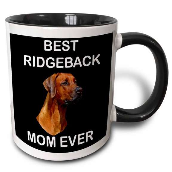 3drose, Rhodesian Ridgeback Dog Best Mom Mother Ever Gift, 11oz Two-tone Black Mug