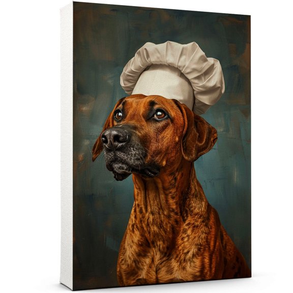 Rhodesian Ridgeback Dog Chef Poster, Rhodesian Ridgeback Dog Cooking Food Canvas Print for Restaurant Kitchen Decor, Kitchen Animal Picture Wall Decor