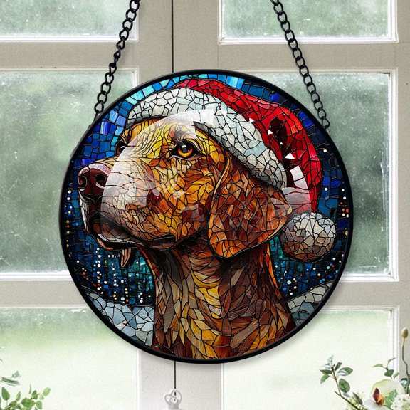 Rhodesian Ridgeback Dog Ornament Christmas 2025 - Rhodesian Ridgeback Dog Stained Glass SunCatcher for Window Christmas Tree, Dog Decor, Holiday, Xmas Gift