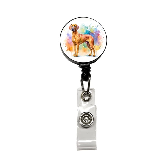 Rhodesian Ridgeback Dog Watercolor Style Retractable Reel ID Badge Key Card Name Tag Holder with Clip