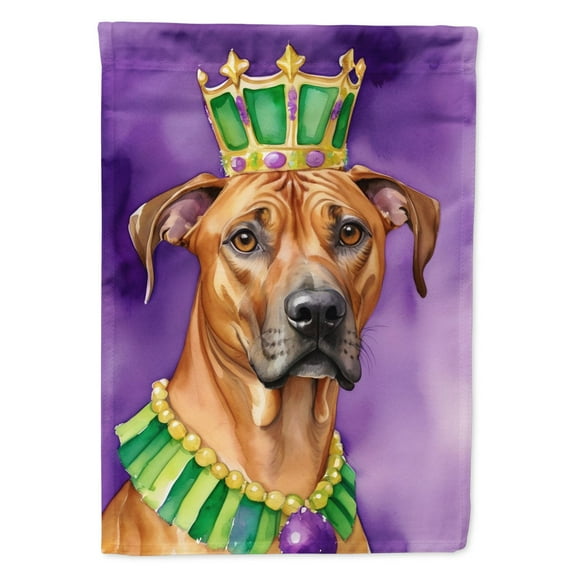 Rhodesian Ridgeback King of Mardi Gras Garden Flag 11.25 in x 15.5 in