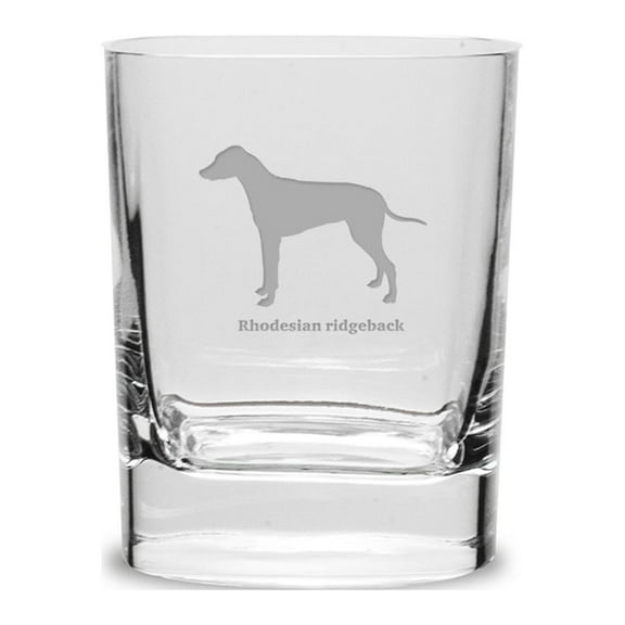 Rhodesian Ridgeback Luigi Bormioli 11.75 oz Square Round Double Old Fashion Glass