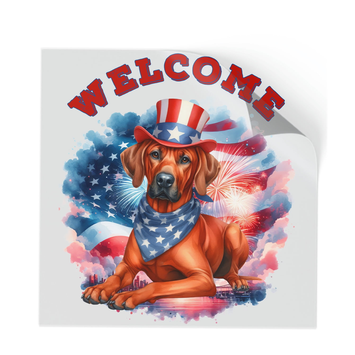 Rhodesian Ridgeback Patriotic Welcome for 4Th of July Independence Day ...