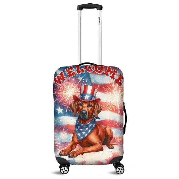 Rhodesian Ridgeback Patriotic Welcome for 4Th of July Independence Day Travel Luggage Cover Ridgebacks Dog Lover Gifts Suitcase Dust Protective Decor - 00010