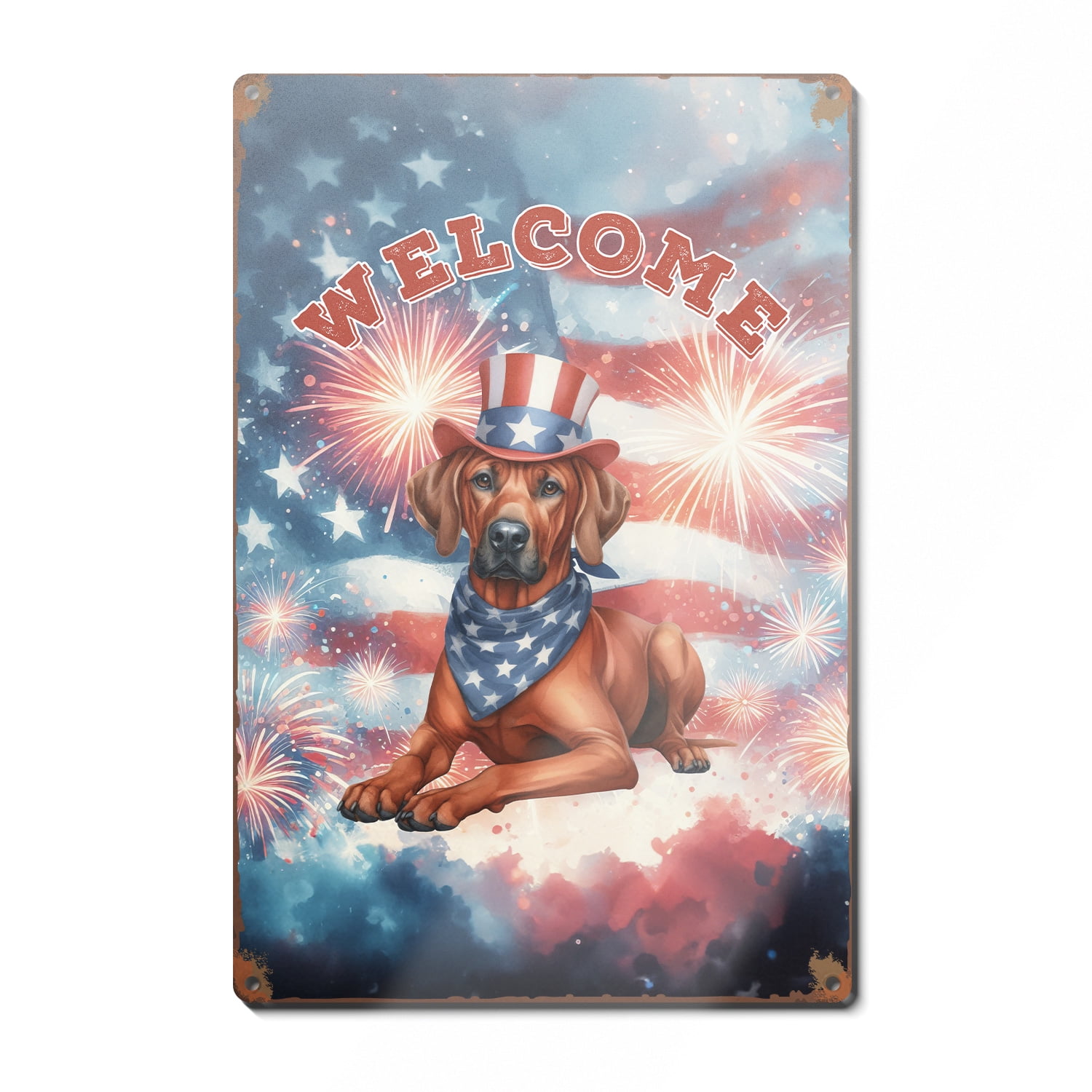 Rhodesian Ridgeback Patriotic Welcome for 4Th of July Independence Day ...