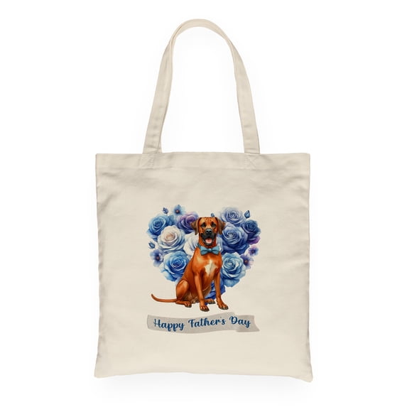 Rhodesian Ridgeback Proud Dad Happy Father's Day Canvas Tote Bag Ridgebacks Dog Lover Gifts Reusable Shopping Grocery Bag - 02008