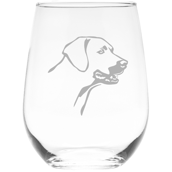 C&M Personal Gifts 17 oz Rhodesian Ridgeback themed, Dog Stemless Wine Glass (Style R1)