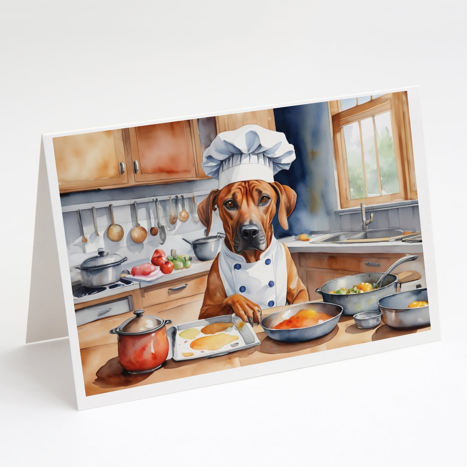 Rhodesian Ridgeback The Chef Greeting Cards Pack of 8 7 in x 5 in