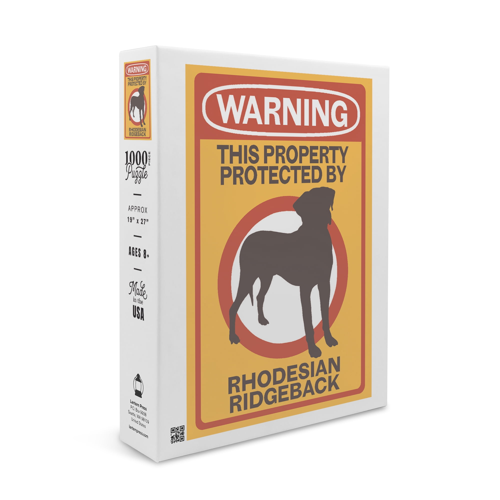 Rhodesian Ridgeback Warning 1000 Piece Puzzle Size 19x27 Challenging Jigsaw Puzzle for Adults and Family Made in USA