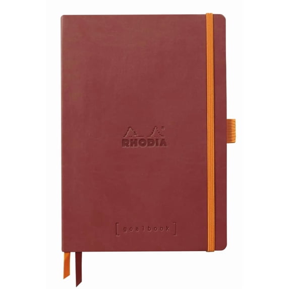 Rhodia 117801C - Soft Notebook Bullet Journal Goalbook Nacarat - A5 - Dotted Dot - 240 pages - 90g Ivory Clairefontaine Paper - 2 YANTONG, Elastic Closure - Faux Leather Cover