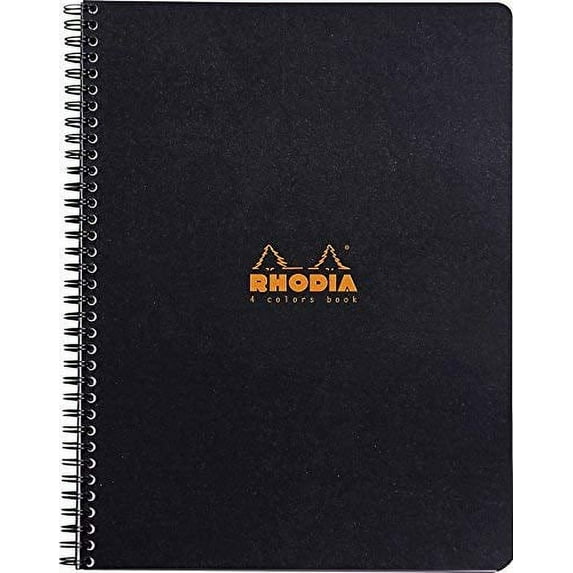 Rhodia 4 Color Microperforated Double Wirebound Book (Black), 8.25"x 11.75"