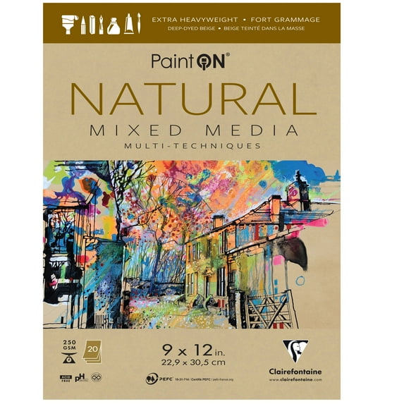 Rhodia Clairefontaine Paint ON Mixed Media Pad, 9" x 12", Natural