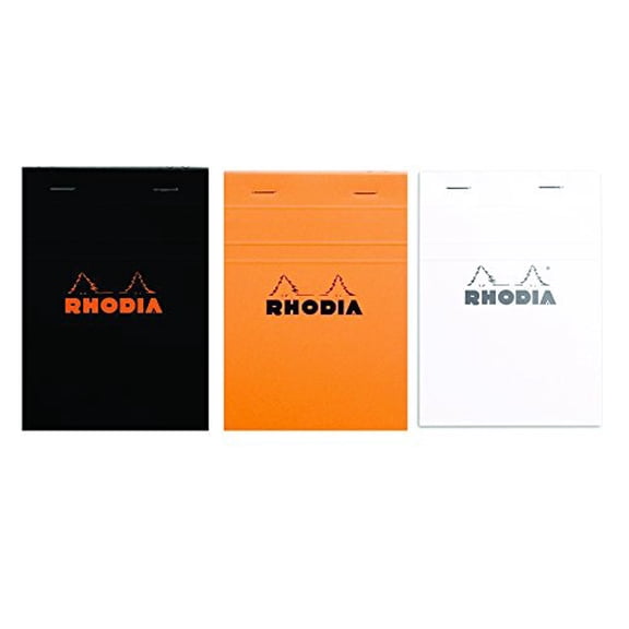 Rhodia Classic Staple Bound Graph Paper Pad - Orange, Black and White Pack of 3 N 16