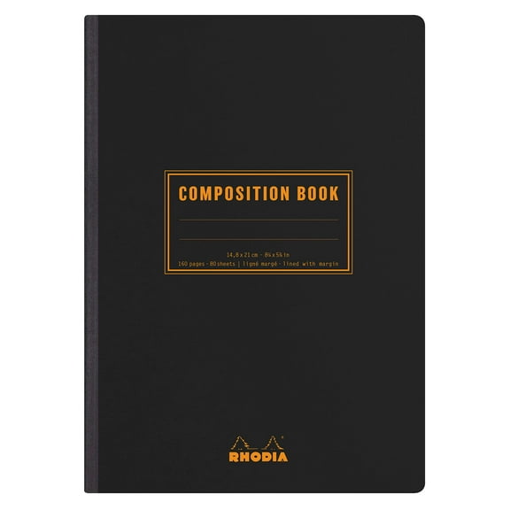 Rhodia Composition Notebook, 6 x 8.25 inches, Lined Black (119219)