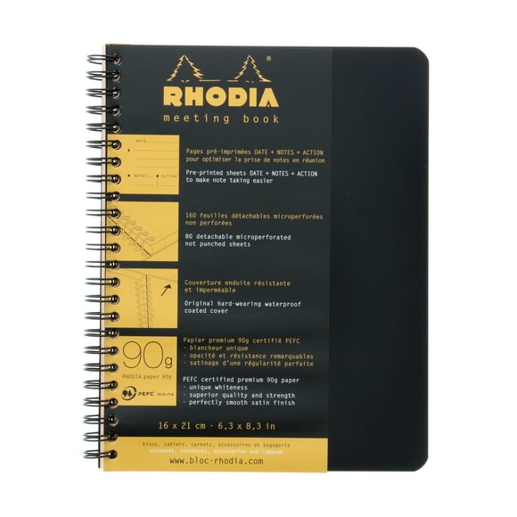 Rhodia Meeting Book, 6.5" x 8.25", Black