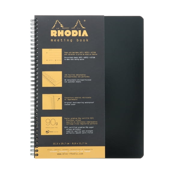 Rhodia Meeting Book, 9" x 11.75", Black