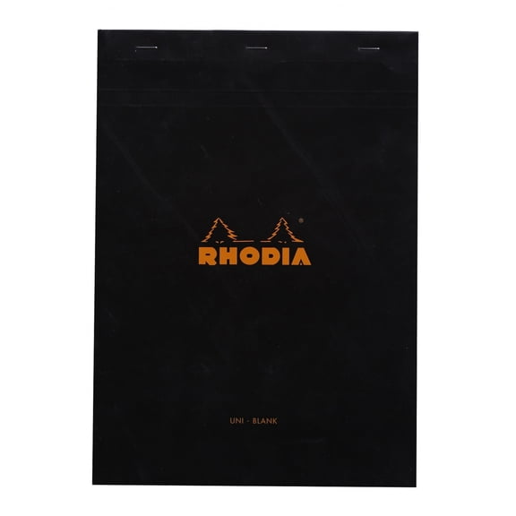 Rhodia Pad, Staple Bound, Blank, Black, 8.25 in x 11.75 in