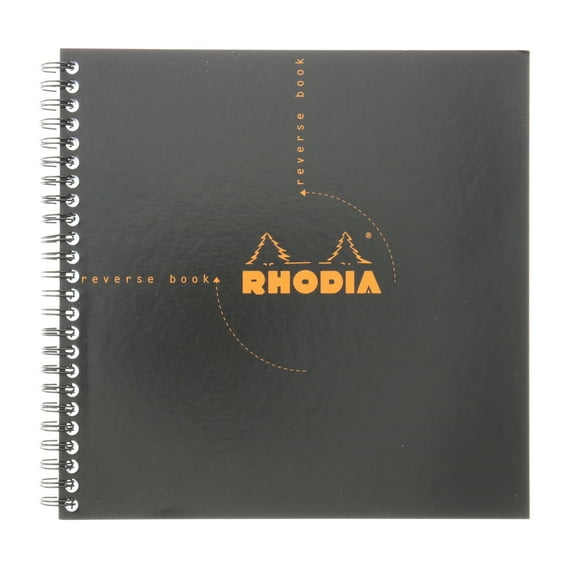 Rhodia Reverse Book, Wire-Bound, Graph, 8.25" x 8.25", Black