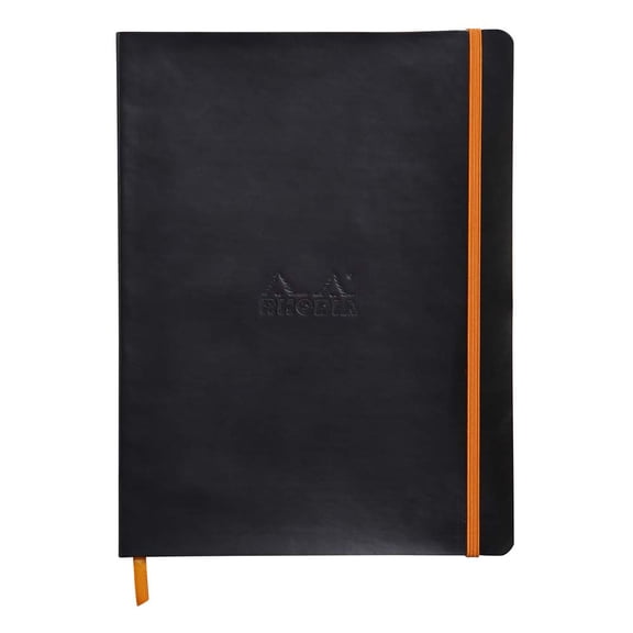 Rhodia Rhodiarama Softcover Notebook - 80 Lined Sheets - 9 3/4 x 7 1/2 - Black