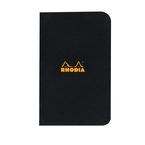Rhodia Side Stapled Notebook, Graph, 3 in x 4.75 in, Black