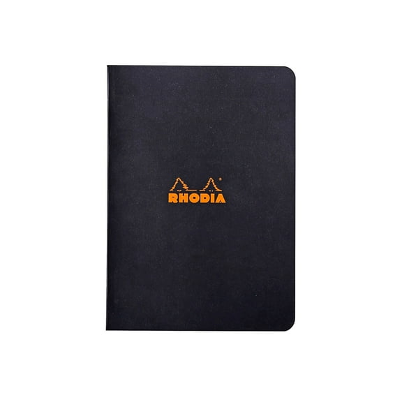Rhodia Side Stapled Notebook, Lined, 6 in x 8.25 in, Black