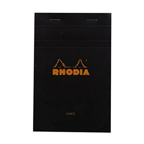 Rhodia Top-Stapled Notepad - Black, Ruled, 4-3/8" x 6-3/8"