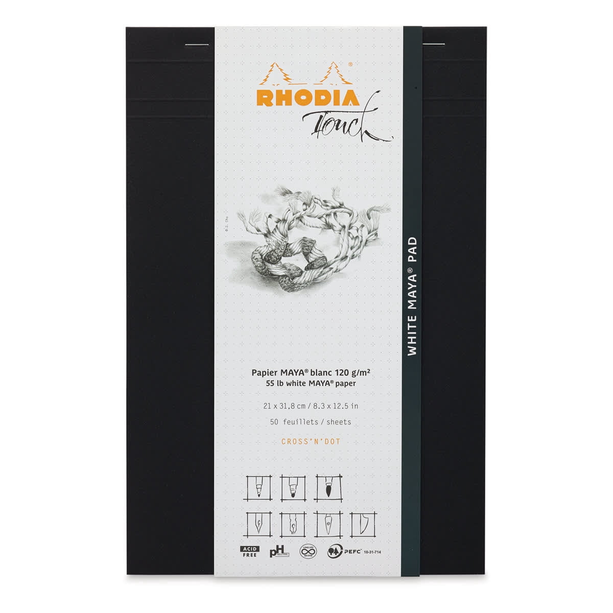 Rhodia Touch Maya Pads-White, Cross-Dot 8" x 11"