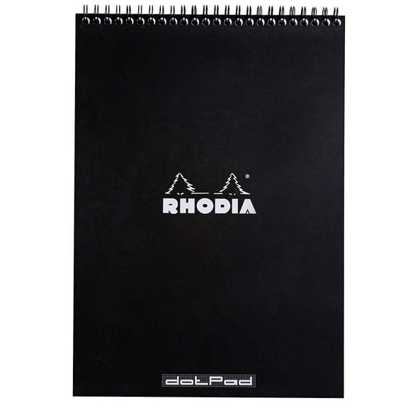 Rhodia Wire-Bound Sketchbook, Dots, 8.25 in x 11.75 in, Black