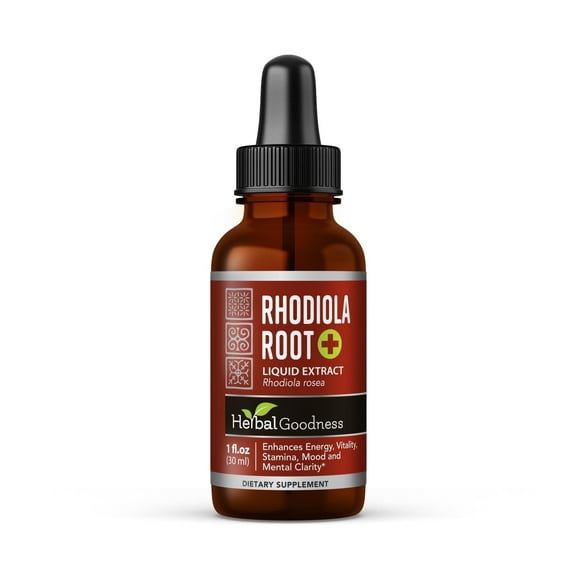 Rhodiola Root Rosea Extract – Adaptogen Supplement, Liquid Drops for Energy, Focus & Stress Support – 1oz Herbal Goodness