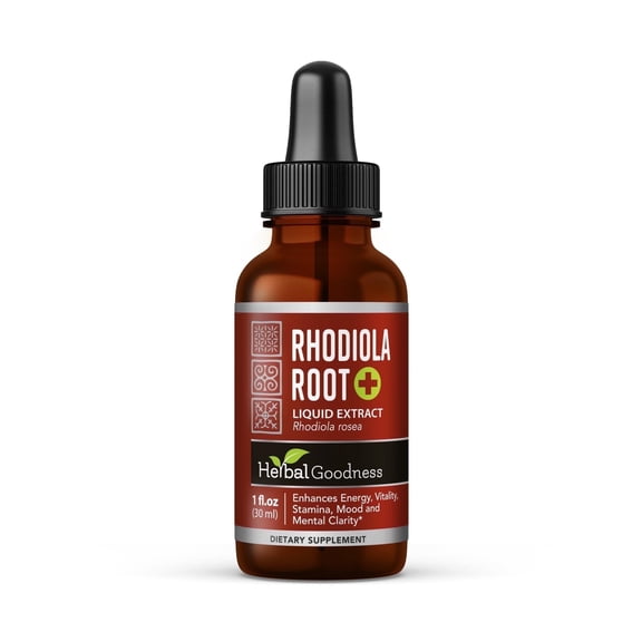 Rhodiola Root Rosea Extract – Adaptogen Rhodiola Supplement, Liquid Drops for Energy, Focus & Stress Support – 1oz Herbal Goodness