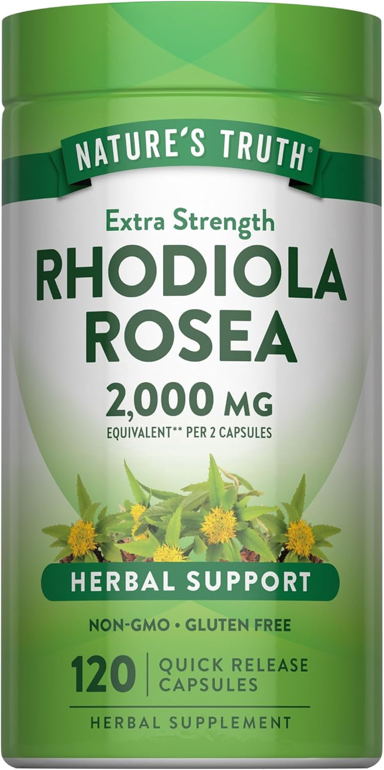 Rhodiola Rosea | 2000mg | 120 Capsules | Non-GMO, Gluten Free Extract Supplement | by Nature's Truth