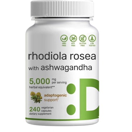 Rhodiola Rosea 4000mg Root 240 Caps Adaptogen Herb Ashwagandha 1000mg