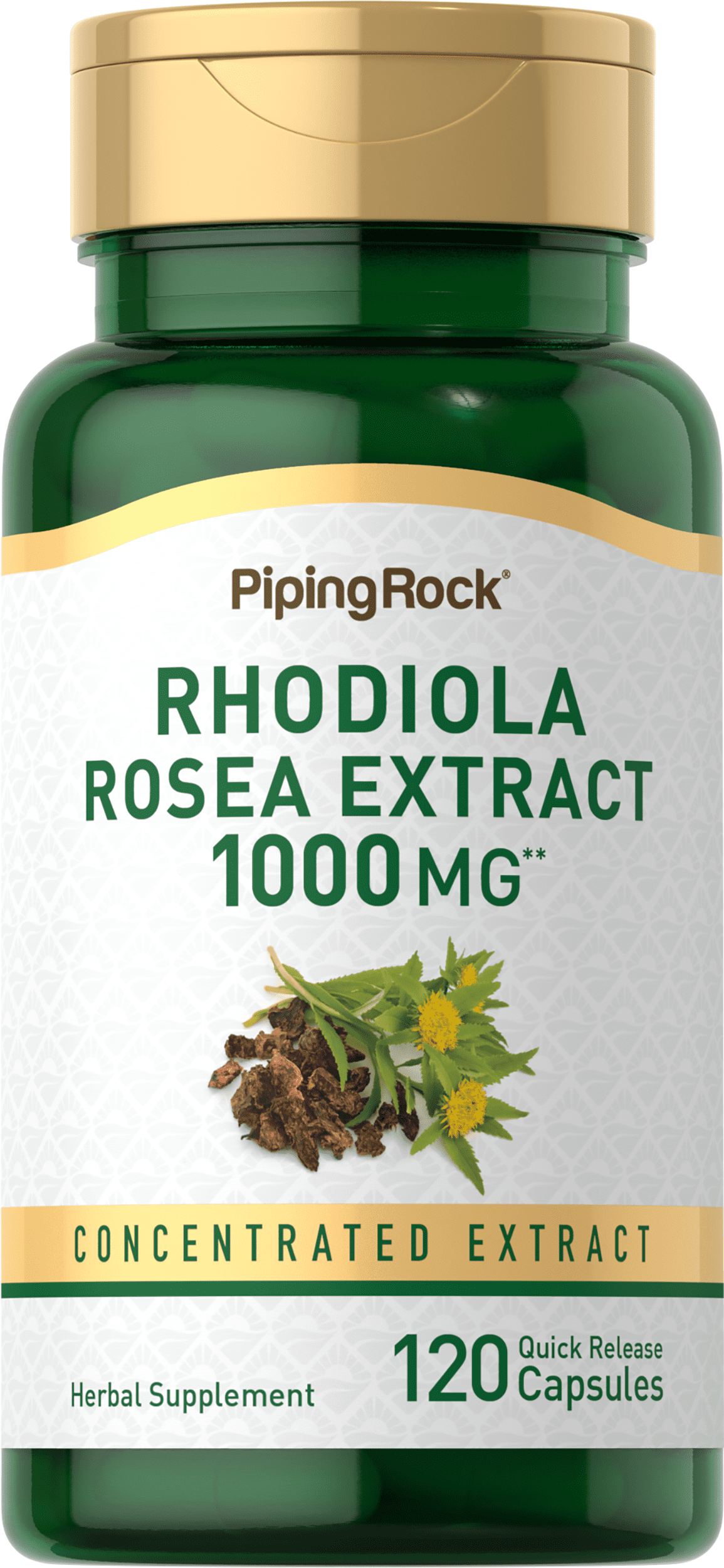 Rhodiola Rosea Extract | 1000mg | 120 Capsules for Men and Women | by Piping Rock
