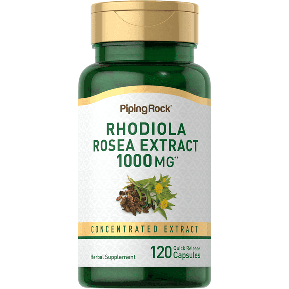 Rhodiola Rosea Extract | 1000mg | 120 Capsules for Men and Women | by Piping Rock