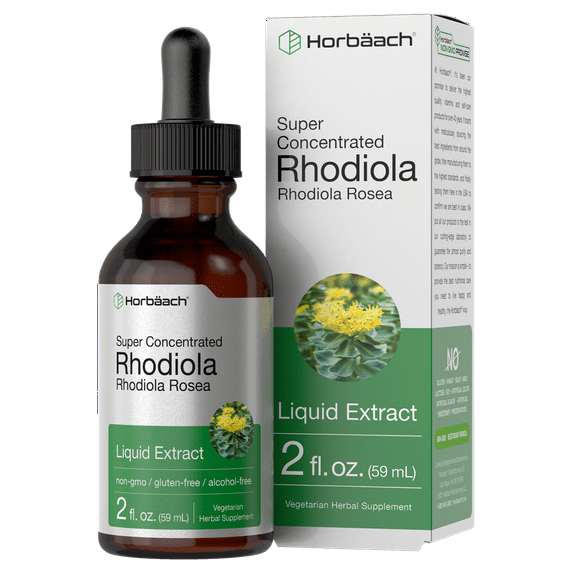 Rhodiola Rosea Liquid Extract | 2 oz | Vegetarian & Alcohol Free Supplement for Men and Women | by Horbaach