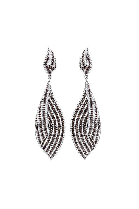 Rhodium 925 Sterling Silver Earrings with Assorted in Brown for Women Brown Stone Color Style TS033