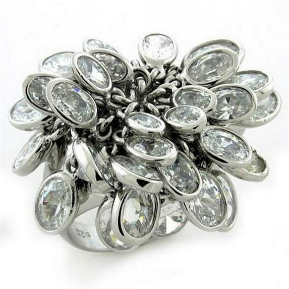 Rhodium 925 Sterling Silver Ring with AAA Grade CZ, Clear - Size 7